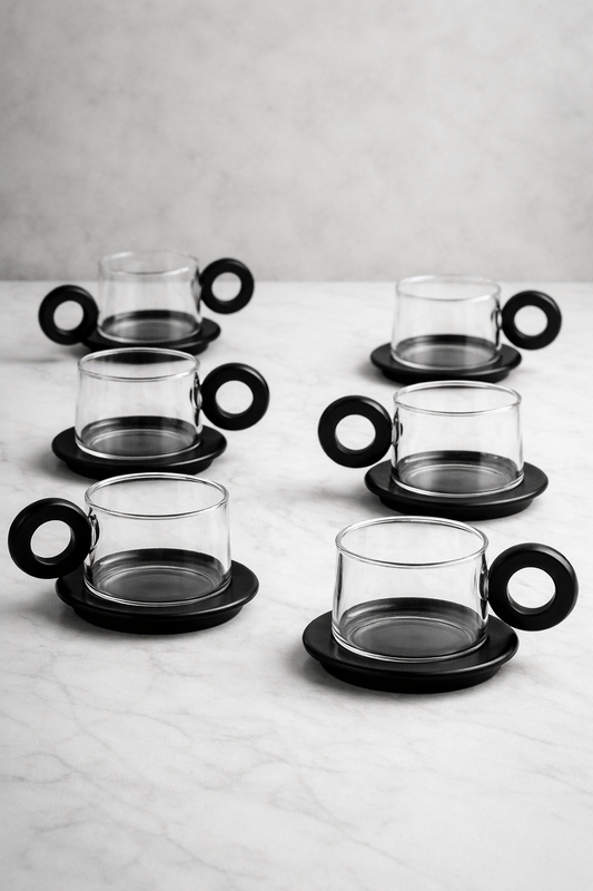 Akasya Kulplu 6'Lı Borosilikat 90ml Fincan Seti KW-1071