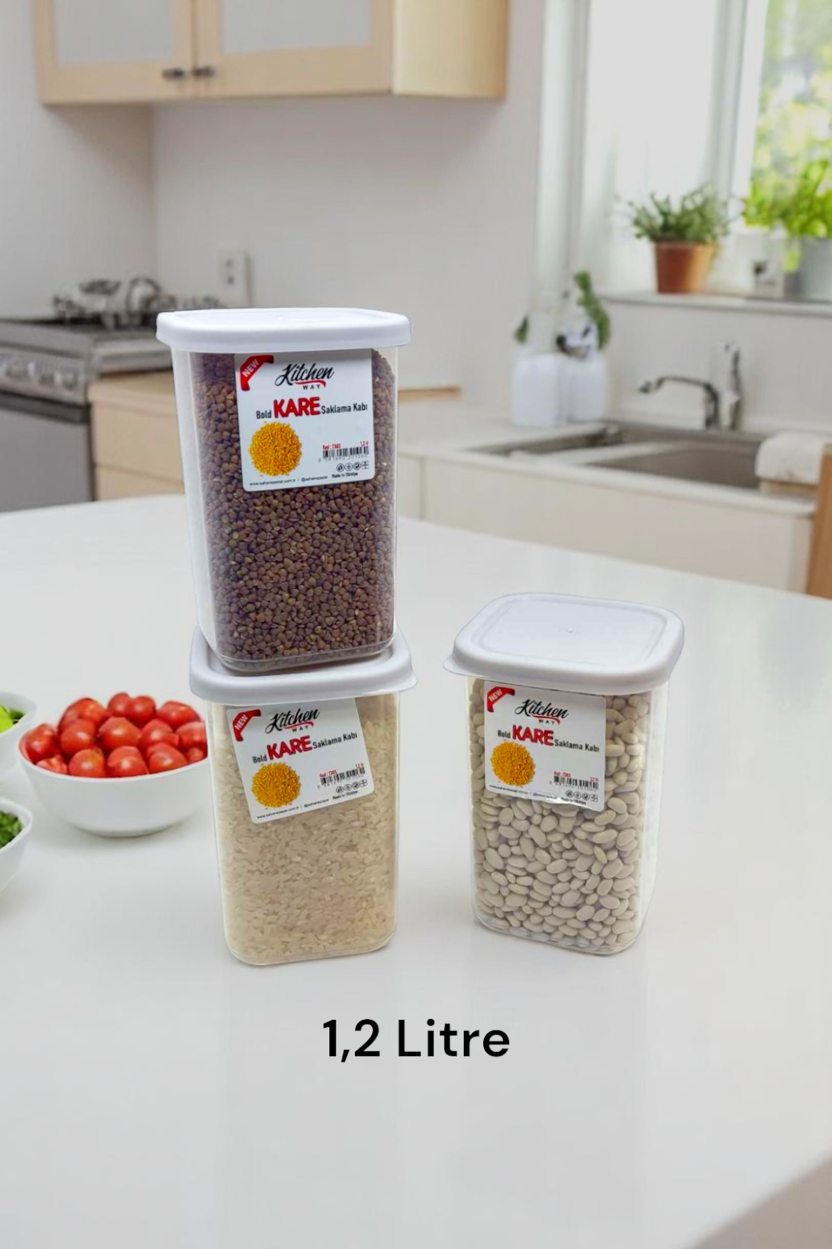 6 Lı Bold Kare Saklama Kabı 1,2Litre FMA301060