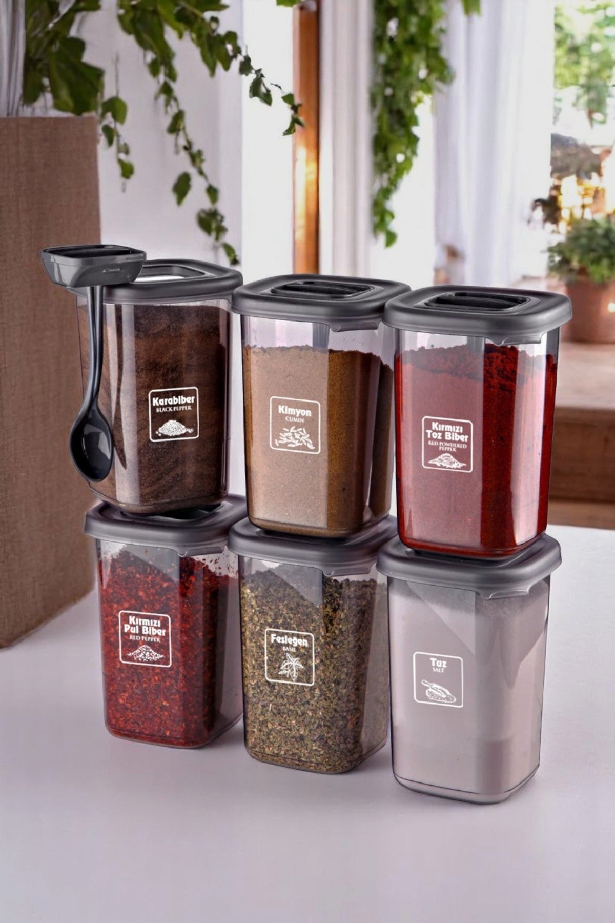 6 Lı Kendinden Kaşıklı Baharatlık Seti 350ML FMA461061