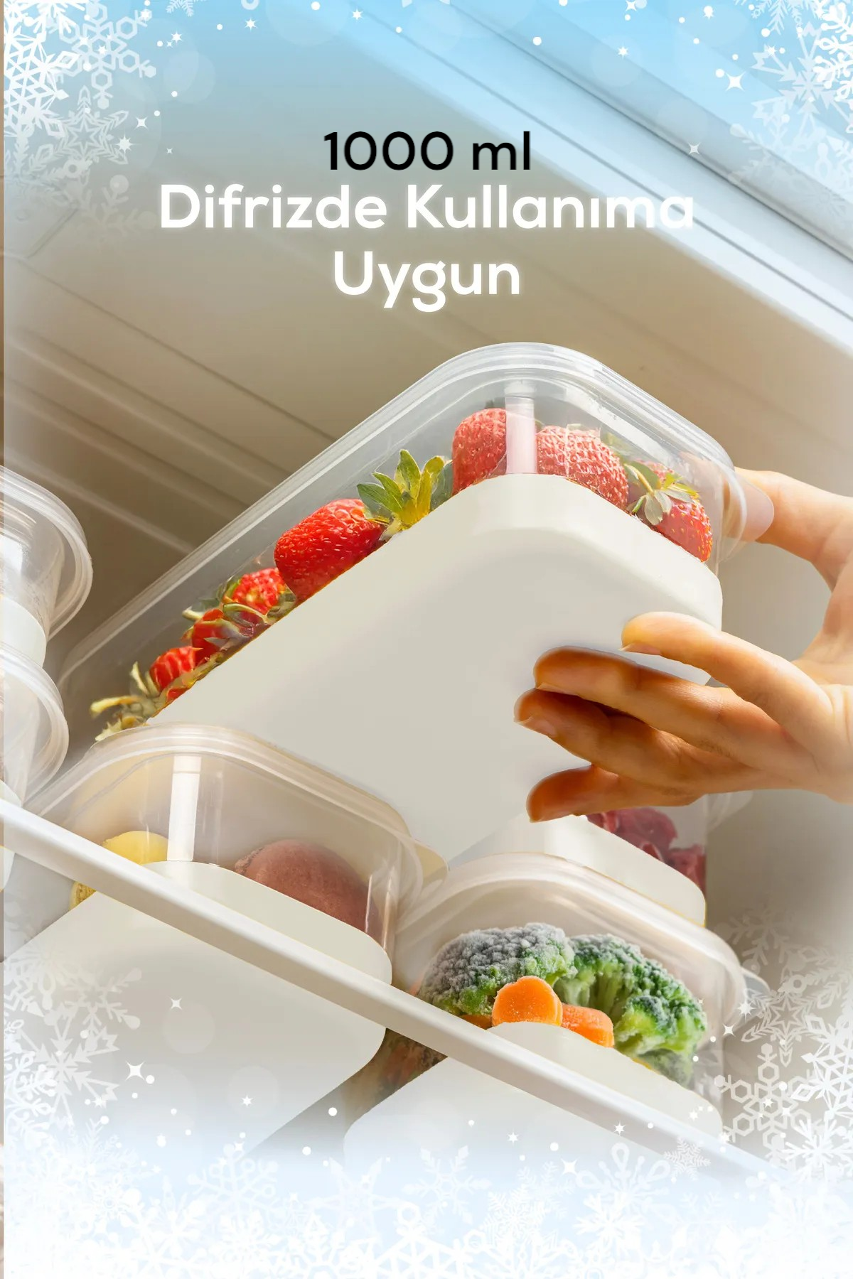 6 Lı Dondurucu Silikon Tabanlı Saklama Kabı 1000ML FMA941082