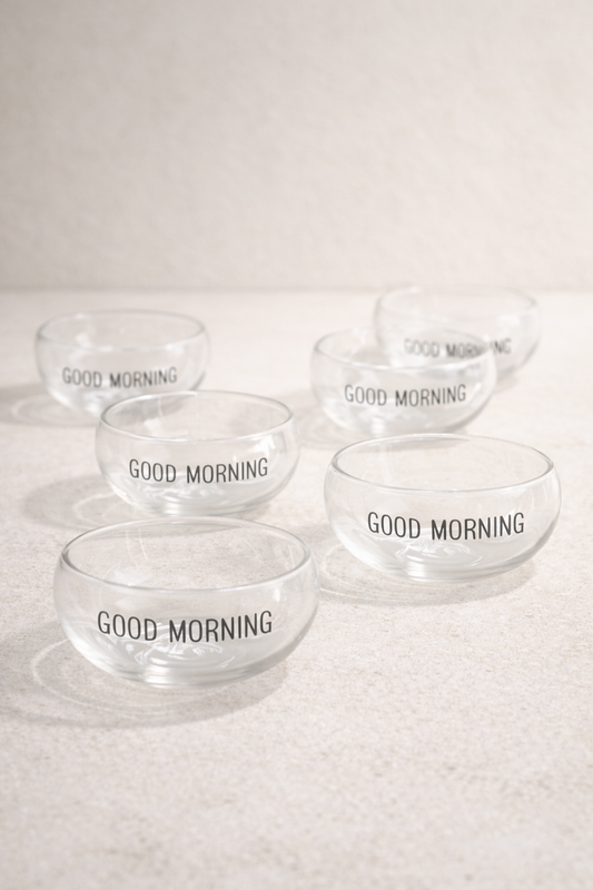 Borosilikat 6 Lı Yuvarlak Çerezlik Cam Kase Seti KW-703