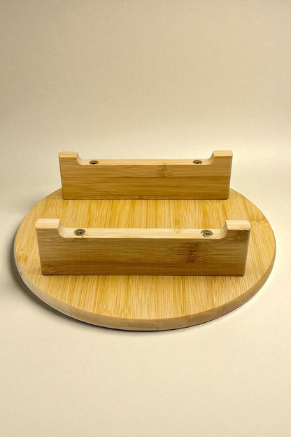 Ayaklı Yuvarlak Bambu Sunumluk Servis Tabağı 25CM CM KW-912