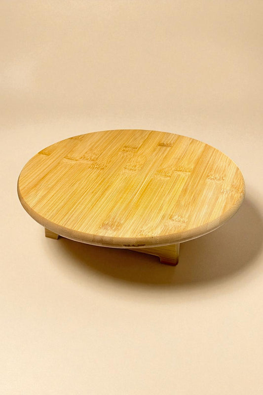 Ayaklı Yuvarlak Bambu Sunumluk Servis Tabağı 30CM CM KW-913