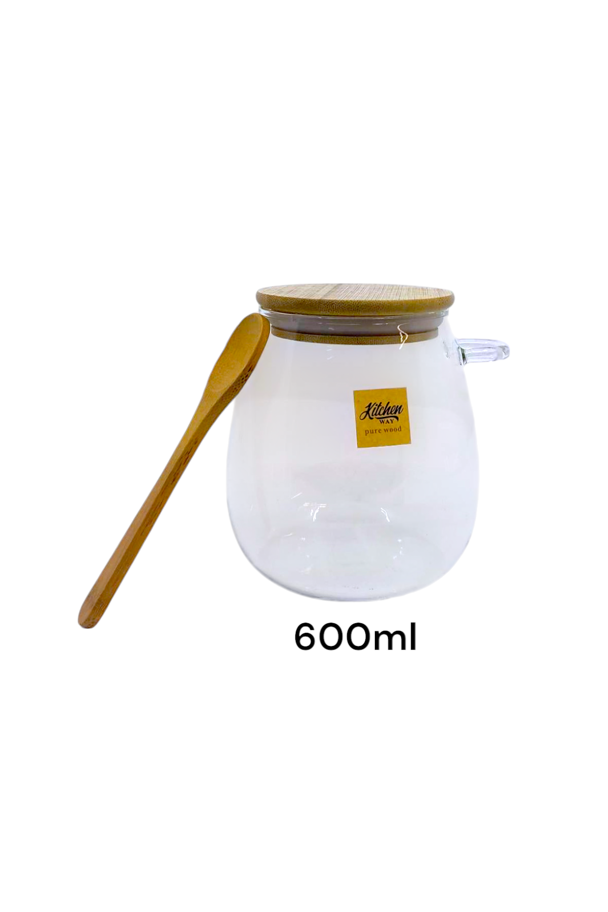 Bambu Kaşıklı Borosilikat 600ML Isıya Dayanaklı Kavanoz KW-389B