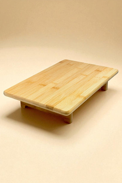 Ayaklı Bambu Sunumluk Servis Tabağı 32x21CM KW-915