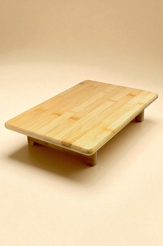 Ayaklı Bambu Sunumluk Servis Tabağı 32x21CM KW-915