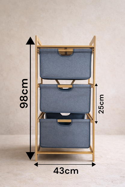 Bambu Çamaşır Sepeti Çekmeceli Doğal Bambu Dayanıklı Şık Tasarım SHN-2096