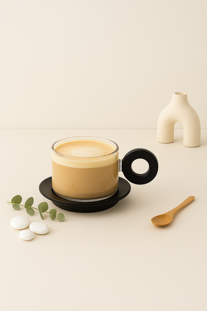 Akasya Kulplu 2'Li Borosilikat 250ml Fincan Seti KW-1074