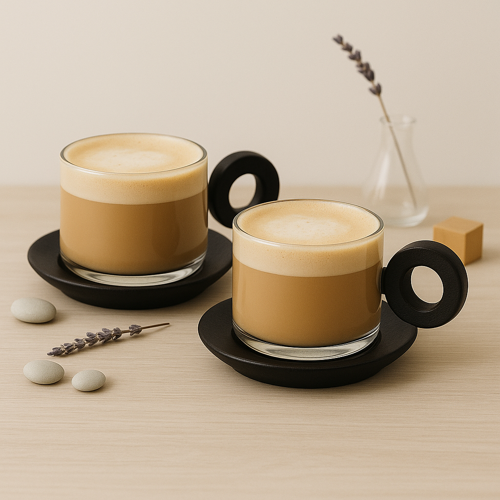 Akasya Kulplu 2'Li Borosilikat 90ml Fincan Seti KW-1071