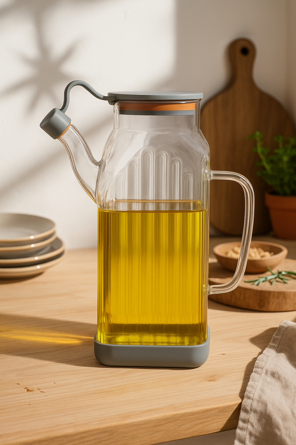 Isıya Dayanıklı Borosilikat 1000ml Cam Yağlık KW-1060