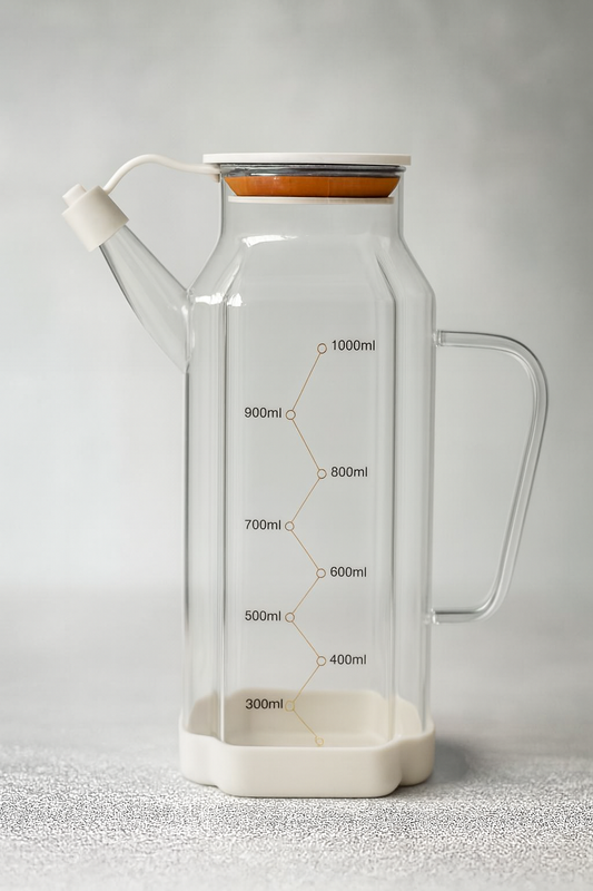 Isıya Dayanıklı Borosilikat 1000ml Cam Yağlık KW-1061