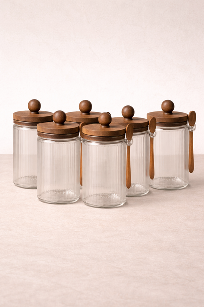 Akasya Conta Kapaklı 6'lı Borosilikat 600ml Kavanoz Seti KW-743