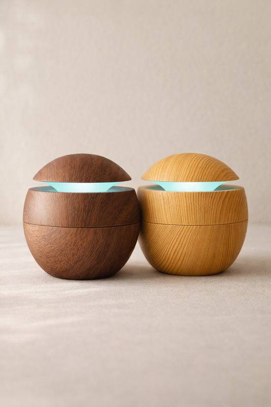 Renkli LED Işıklı Hava Nemlendirici Aromaterapi Soğuk Buhar Ahşap Görünümlü SHN-2300