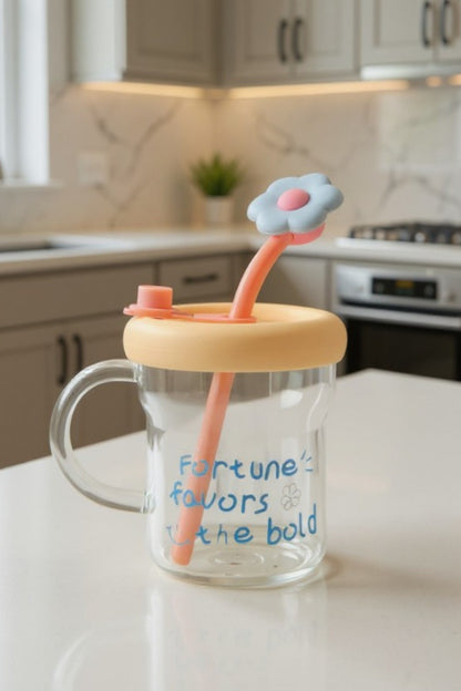 Fortune Pipetli Kapaklı Borosilikat Cam Matara KW-894