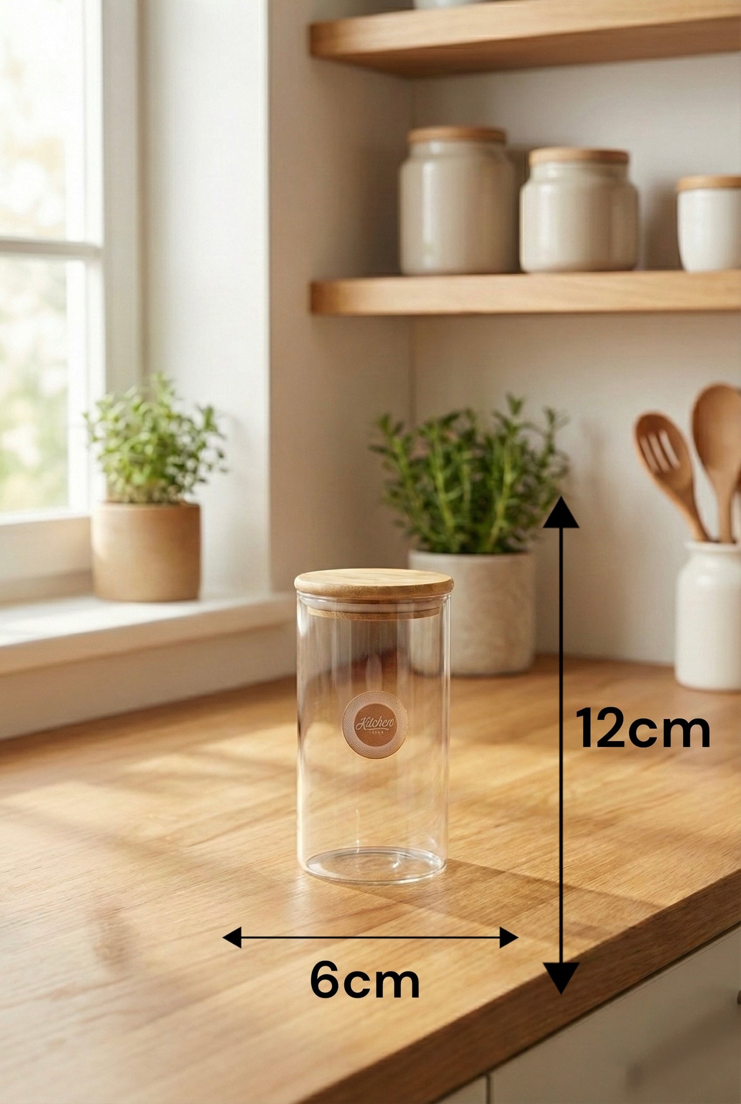 Bambu Kapaklı 3’lü Yuvarlak Cam Kavanoz Seti 500ML Gıda Saklama Kavanozu KW-816