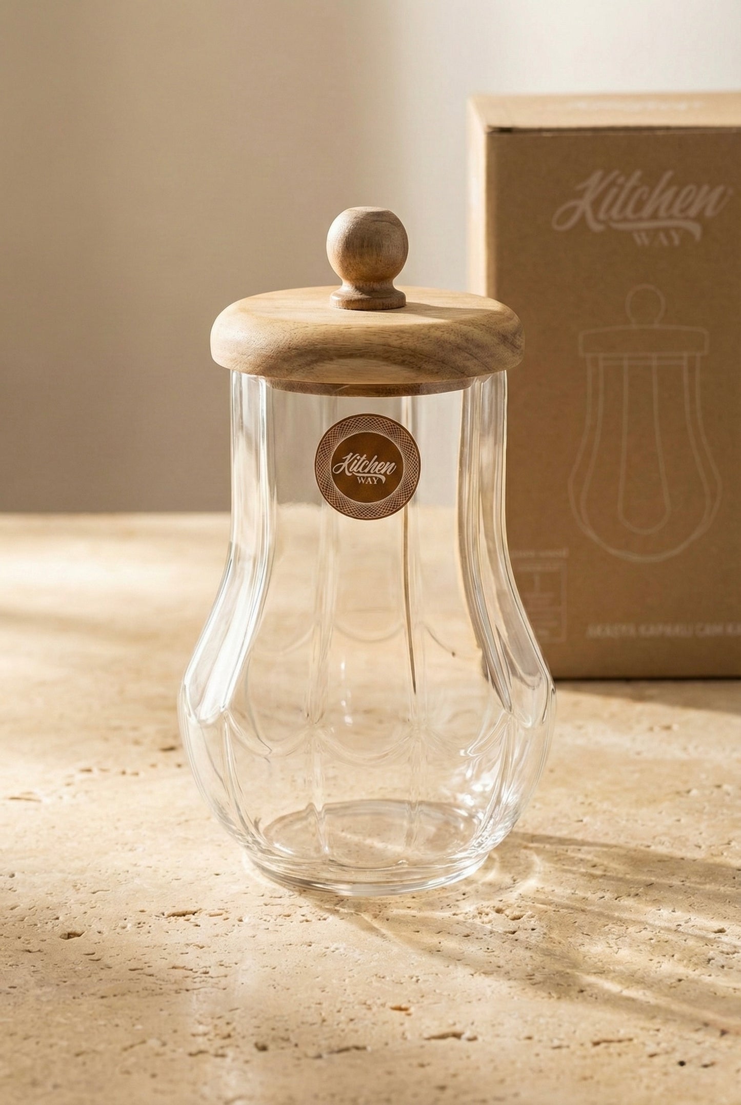 Akasya Conta Kapaklı Cam Kavanoz Kapaklı Saklama Kavanozu Mutfak Düzenleyici 750ML KW-1168