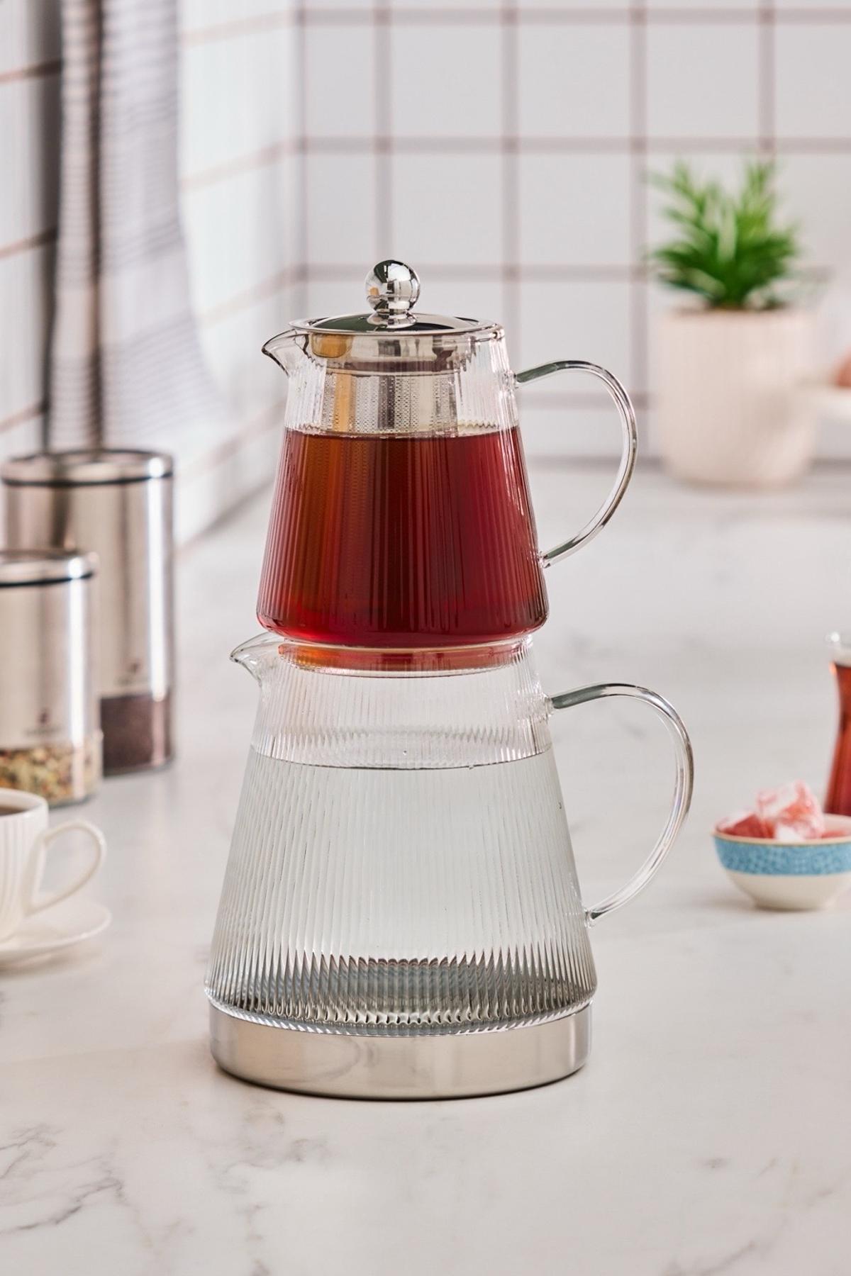 Queen Borosilikat Cam Çaydanlık Seti KW-841