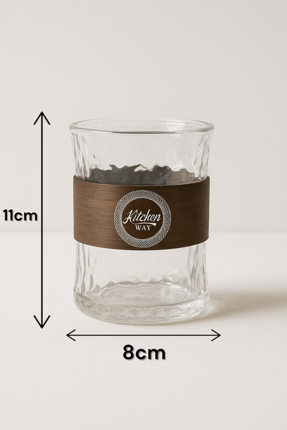 2’li Borosilikat Cam Bardak Akasya Tutamaçlı KW-855