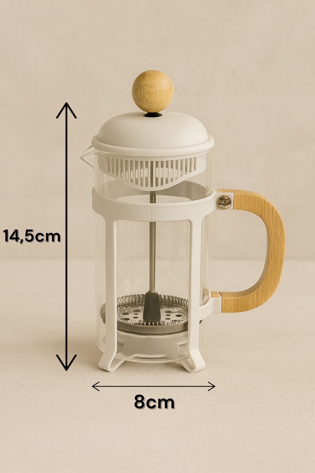 Bambu Saplı Borosilikat French Press 350ml KW-1084