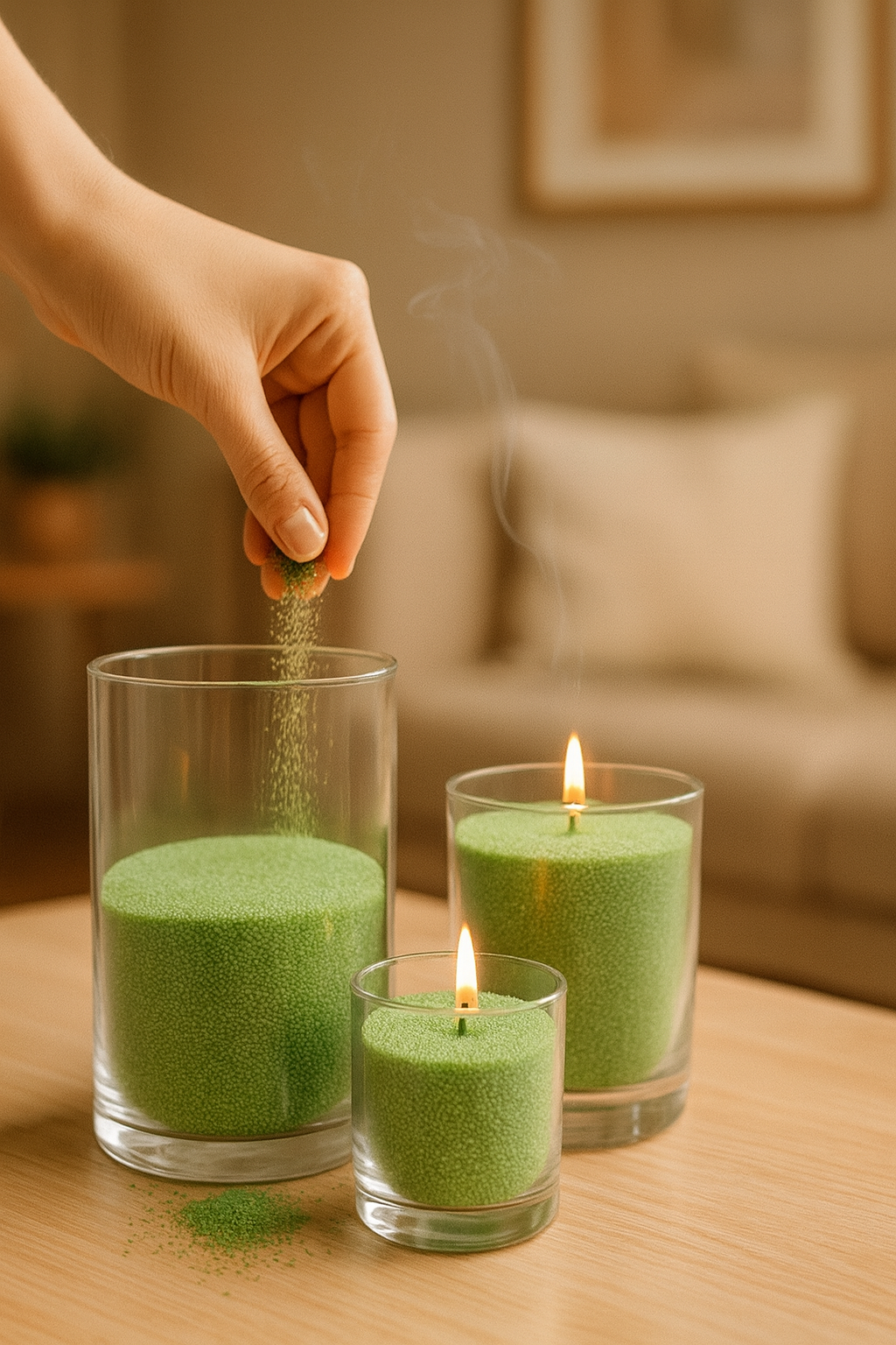 Dekoratif Toz Mum Kum Taneli Mum Granülü, Şeffaf Kaplarda Kullanıma Uygun Pratik Aromasız SHN-2052