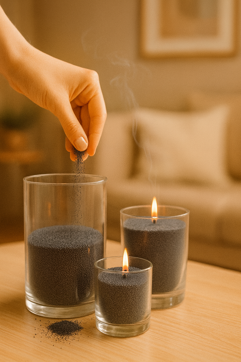 Dekoratif Toz Mum Kum Taneli Mum Granülü, Şeffaf Kaplarda Kullanıma Uygun Pratik Aromasız SHN-2052