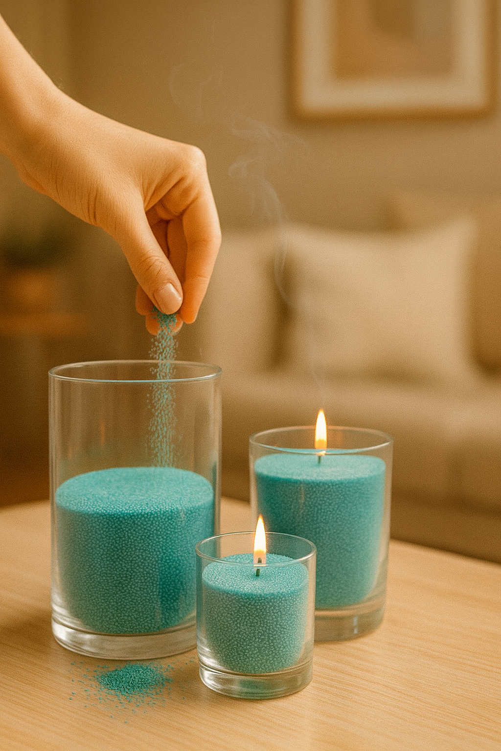 Dekoratif Toz Mum Kum Taneli Mum Granülü, Şeffaf Kaplarda Kullanıma Uygun Pratik Aromasız SHN-2052