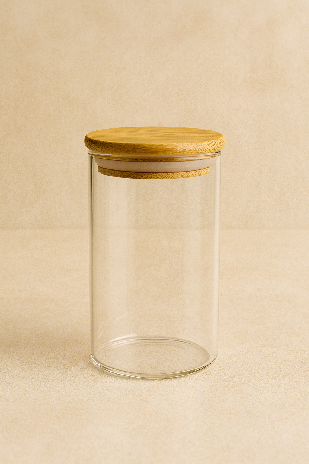 Bambu Kapaklı 3’lü Yuvarlak Cam Kavanoz Seti 500ML Gıda Saklama Kavanozu KW-816