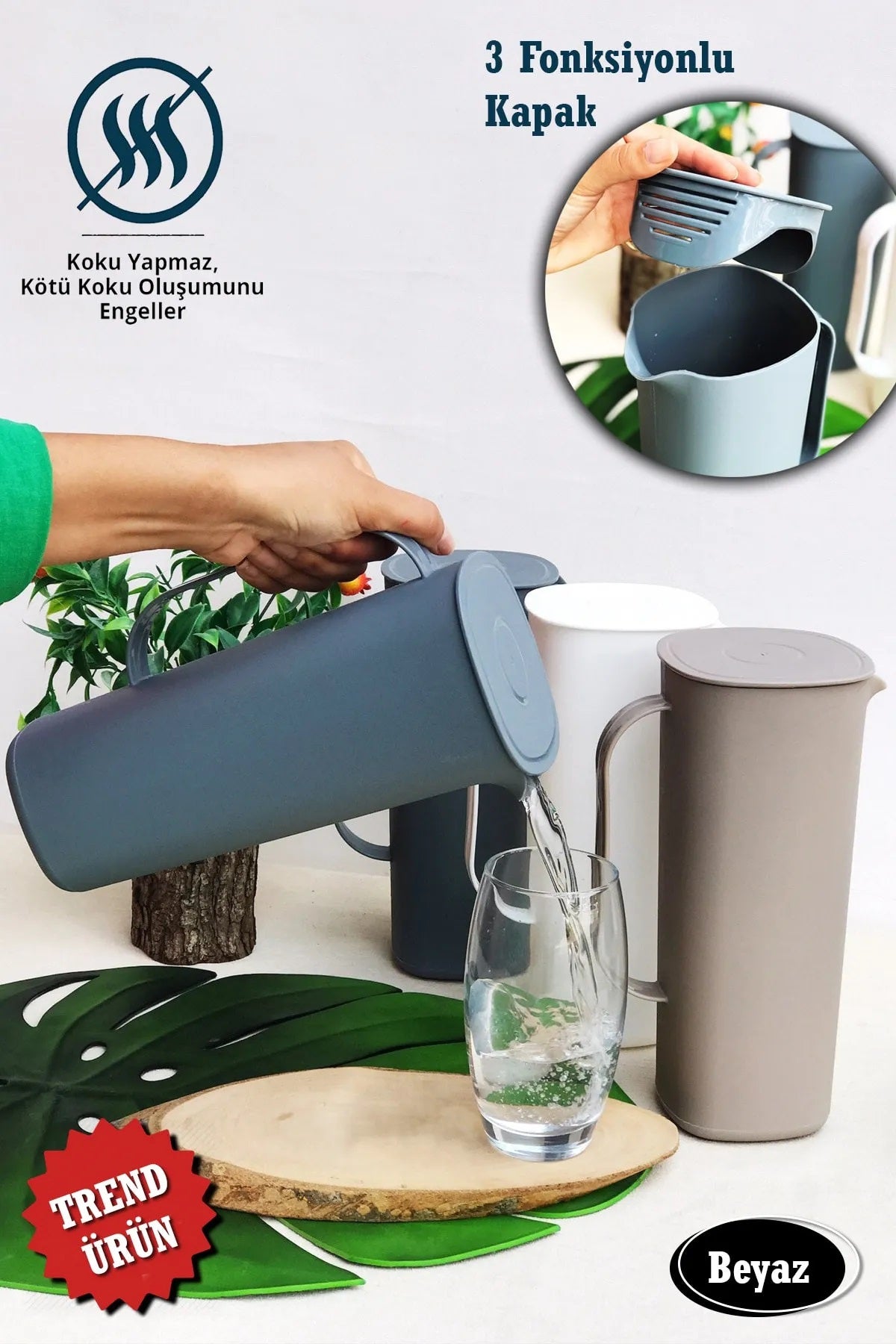 Akıtmaz Başlıklı 1800ml Koku Yapmaz Inci Sürahi FMA005685