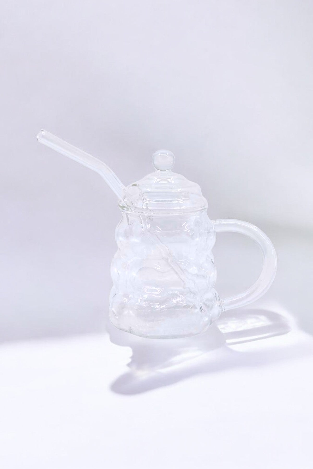 Isıya Dayanaklı Üzüm Desenli 300ML Borosilikat Pipetli Bardak KW-356