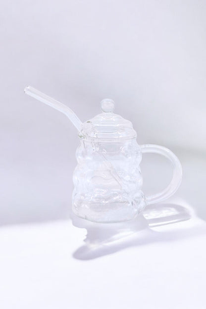 Isıya Dayanaklı Üzüm Desenli 300ML Borosilikat Pipetli Bardak KW-356
