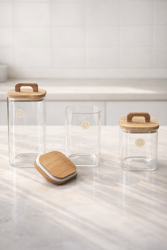 Akasya Conta Kapaklı Kavanoz Set Baharatlık KW-770-3 Series