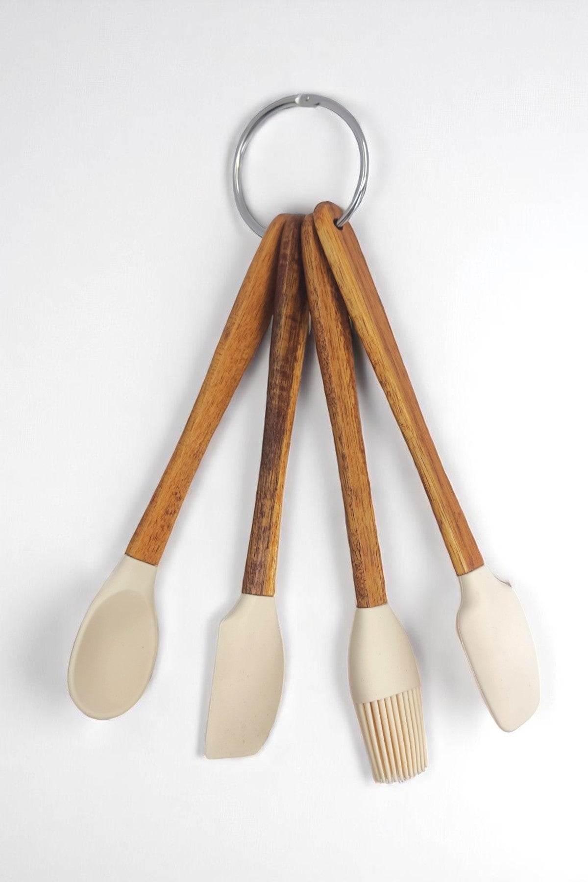 Halkalı Silikon Başlık Akasya Saplı 4 Lu Pasta ve Kek Seti KW-1102