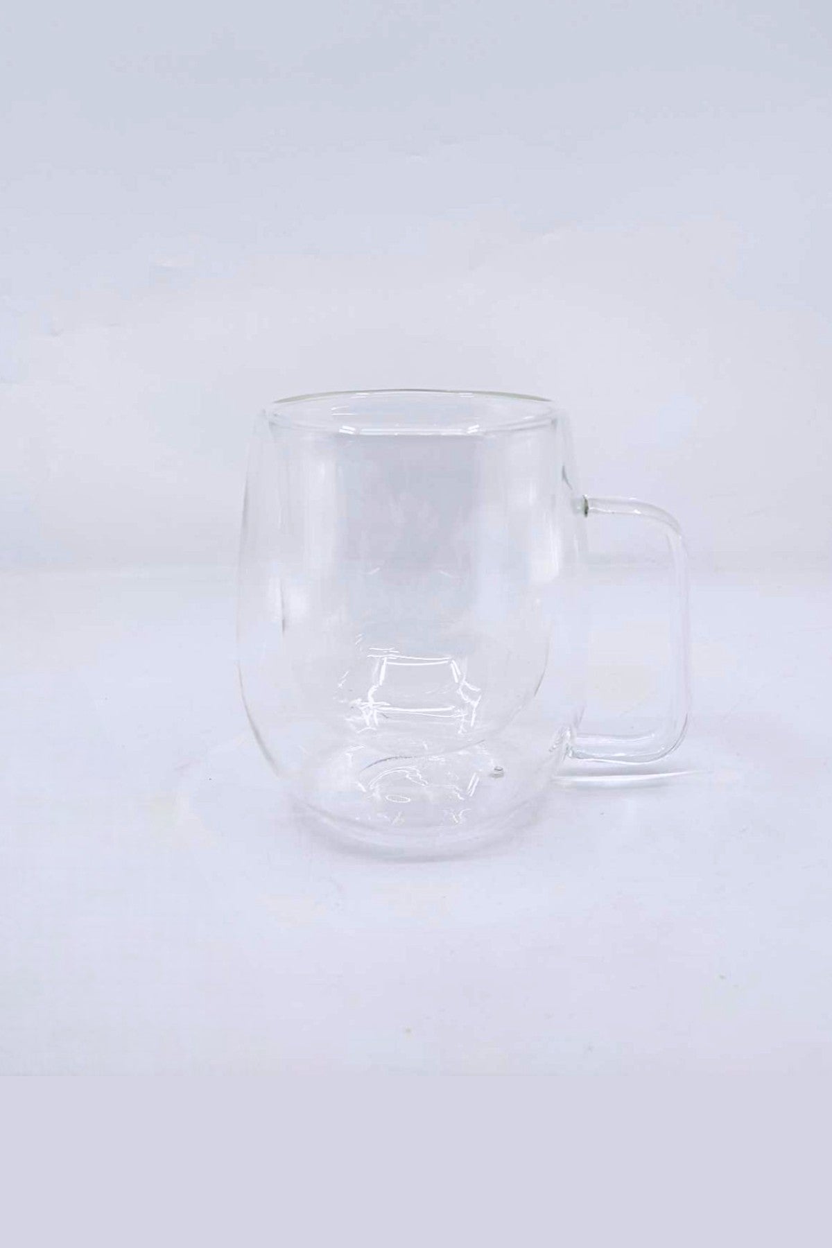 Kulplu Büyük Boy Çift Cidarlı 300ML Borosilikat Cam Bardak KW-074