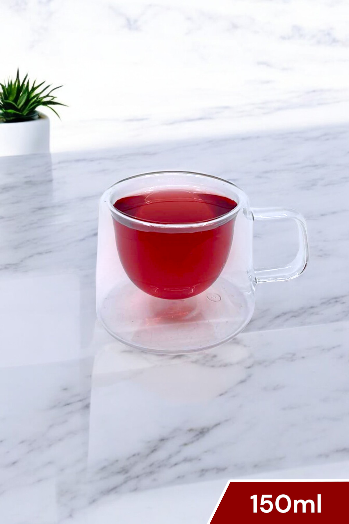 Kulplu Çift Cidarlı 150ML Borosilikat Cam Bardak KW-076