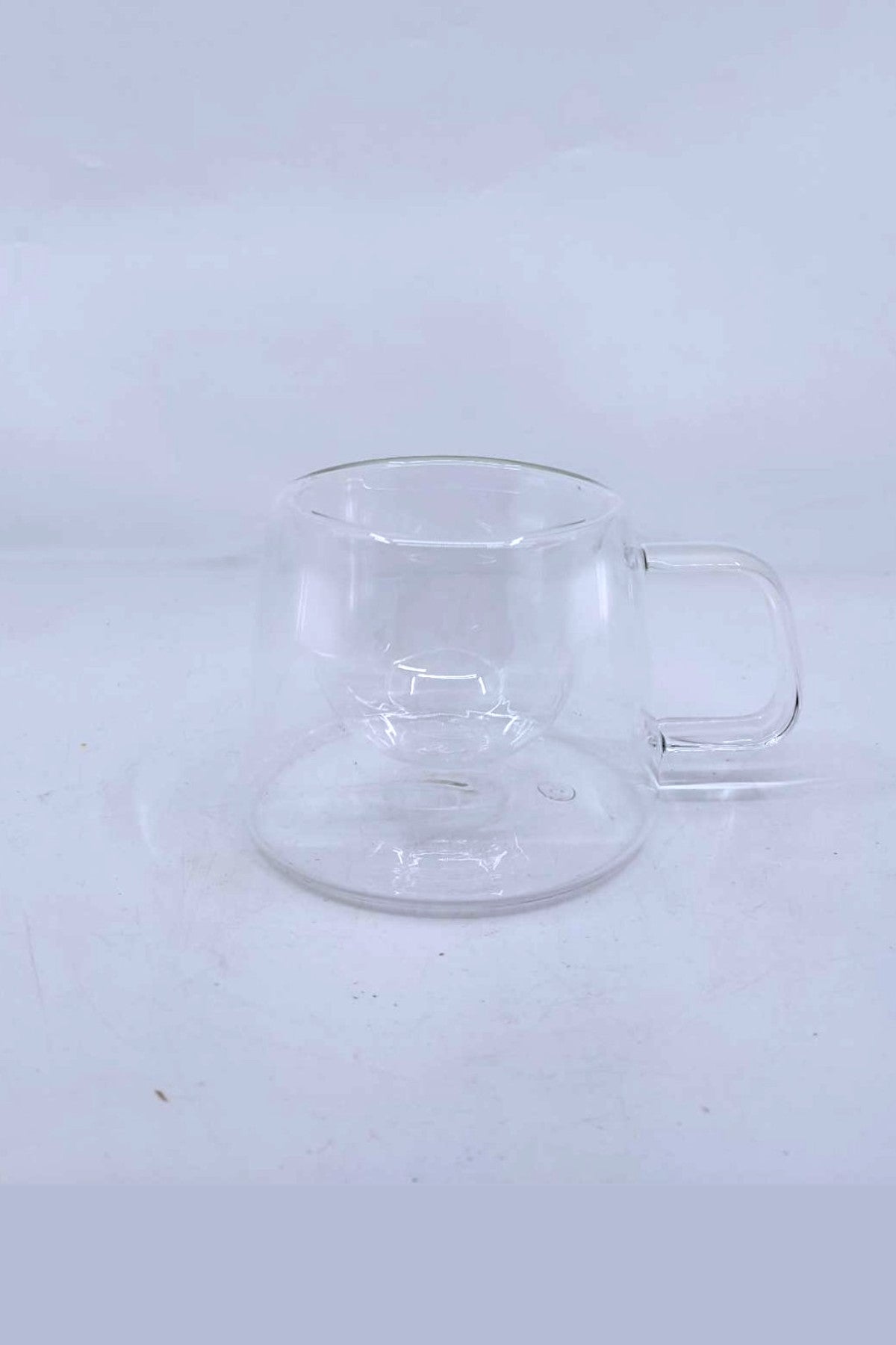 Kulplu Çift Cidarlı 150ML Borosilikat Cam Bardak KW-076