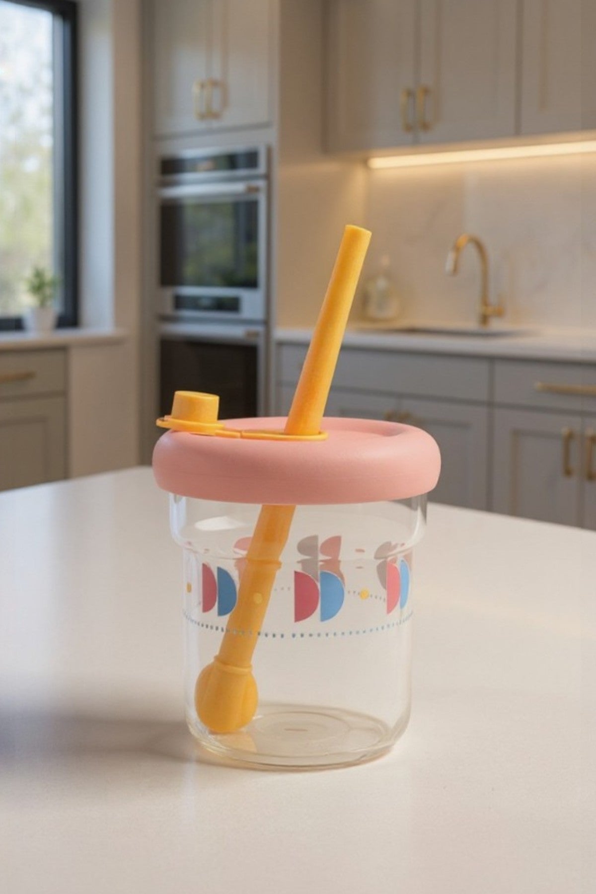 Pipetli Kapaklı Borosilikat Cam Matara KW-885
