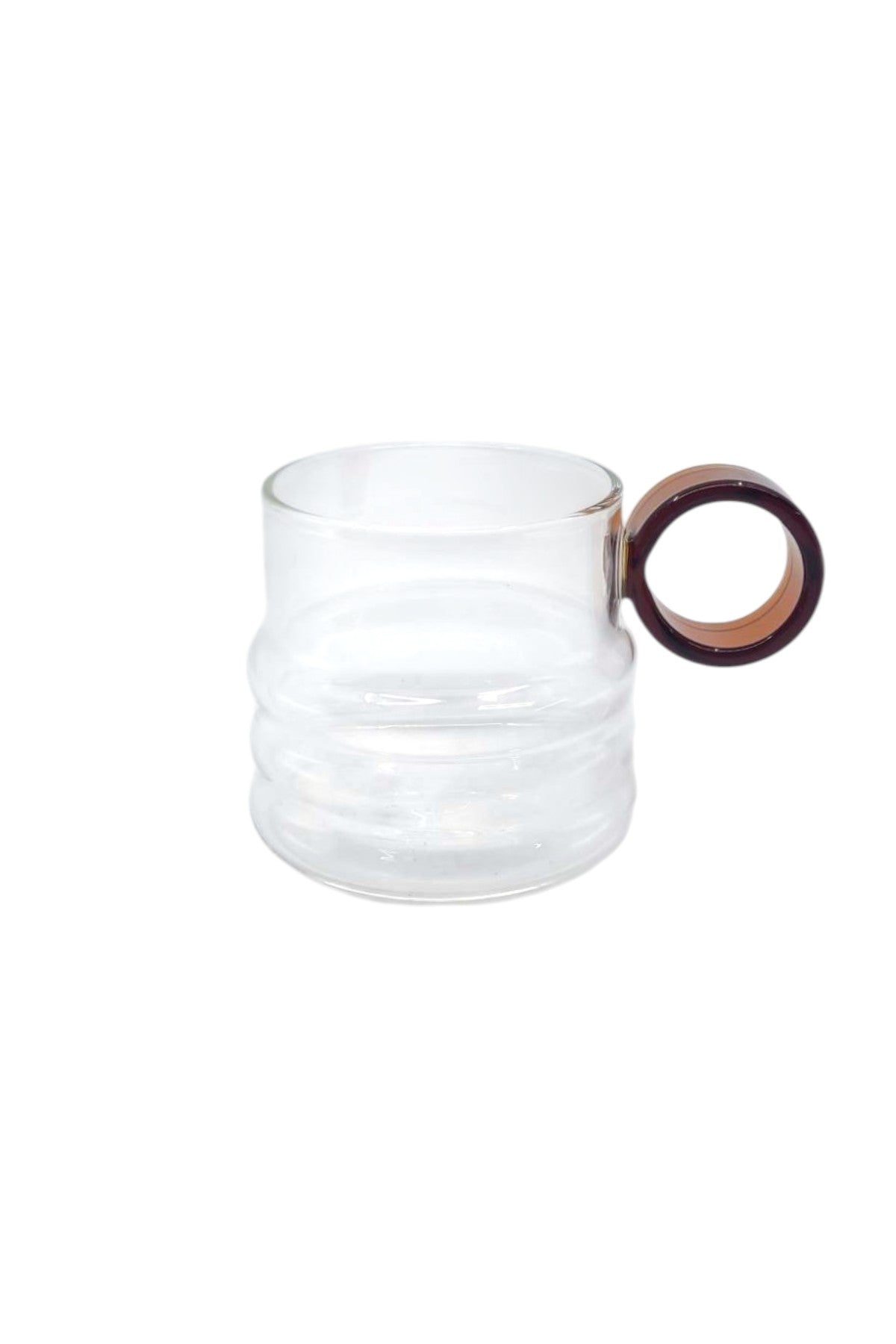 Renkli Yüzük Kulplu 250ML Cam Bardak KW-129