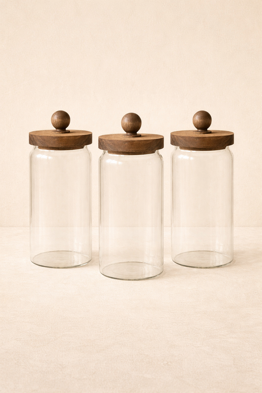 Akasya Conta Kapaklı 3'lü Borosilikat 1000ml Kavanoz Set KW-745