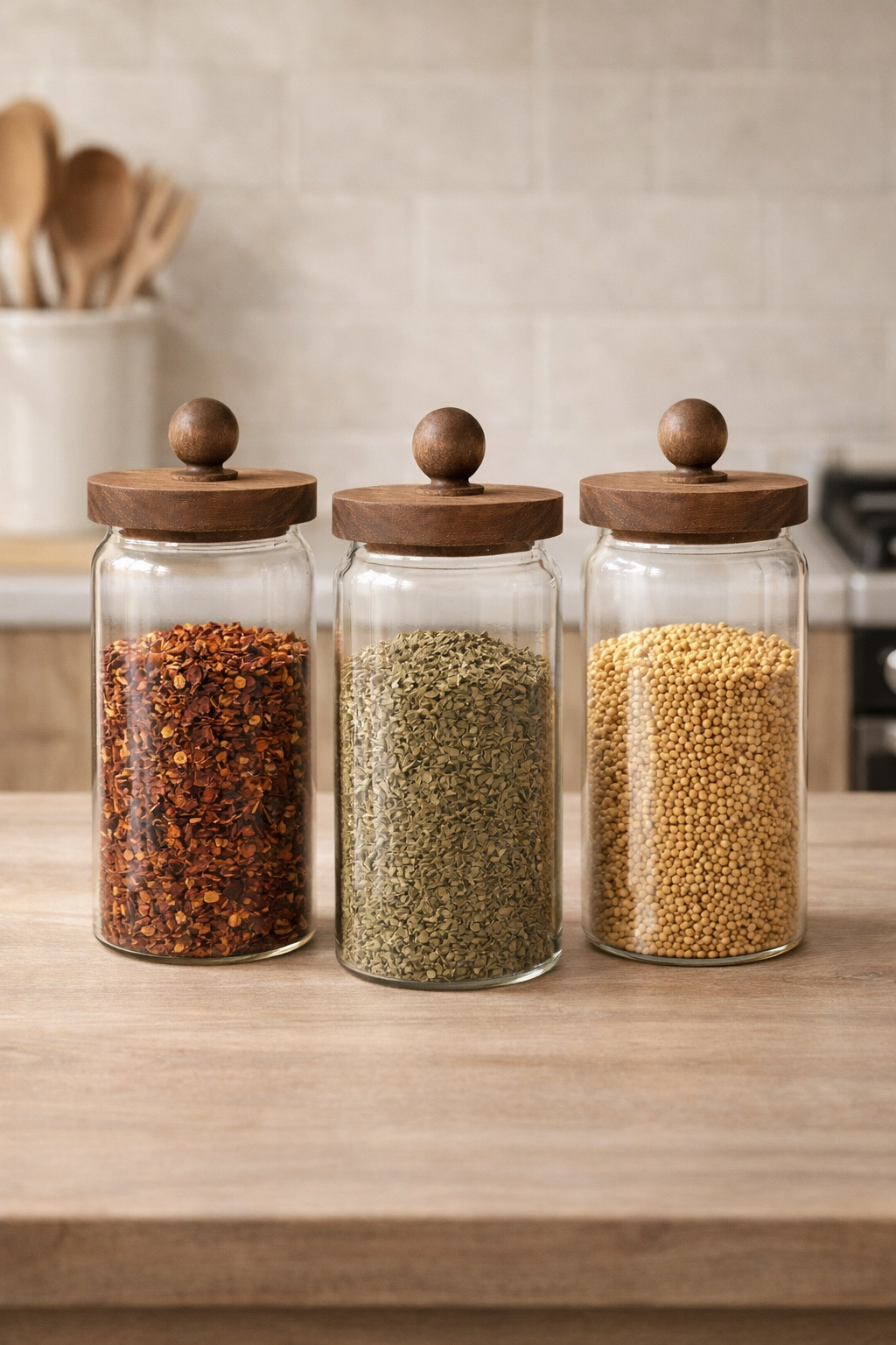 Akasya Conta Kapaklı 3'lü Borosilikat 1000ml Kavanoz Set KW-745