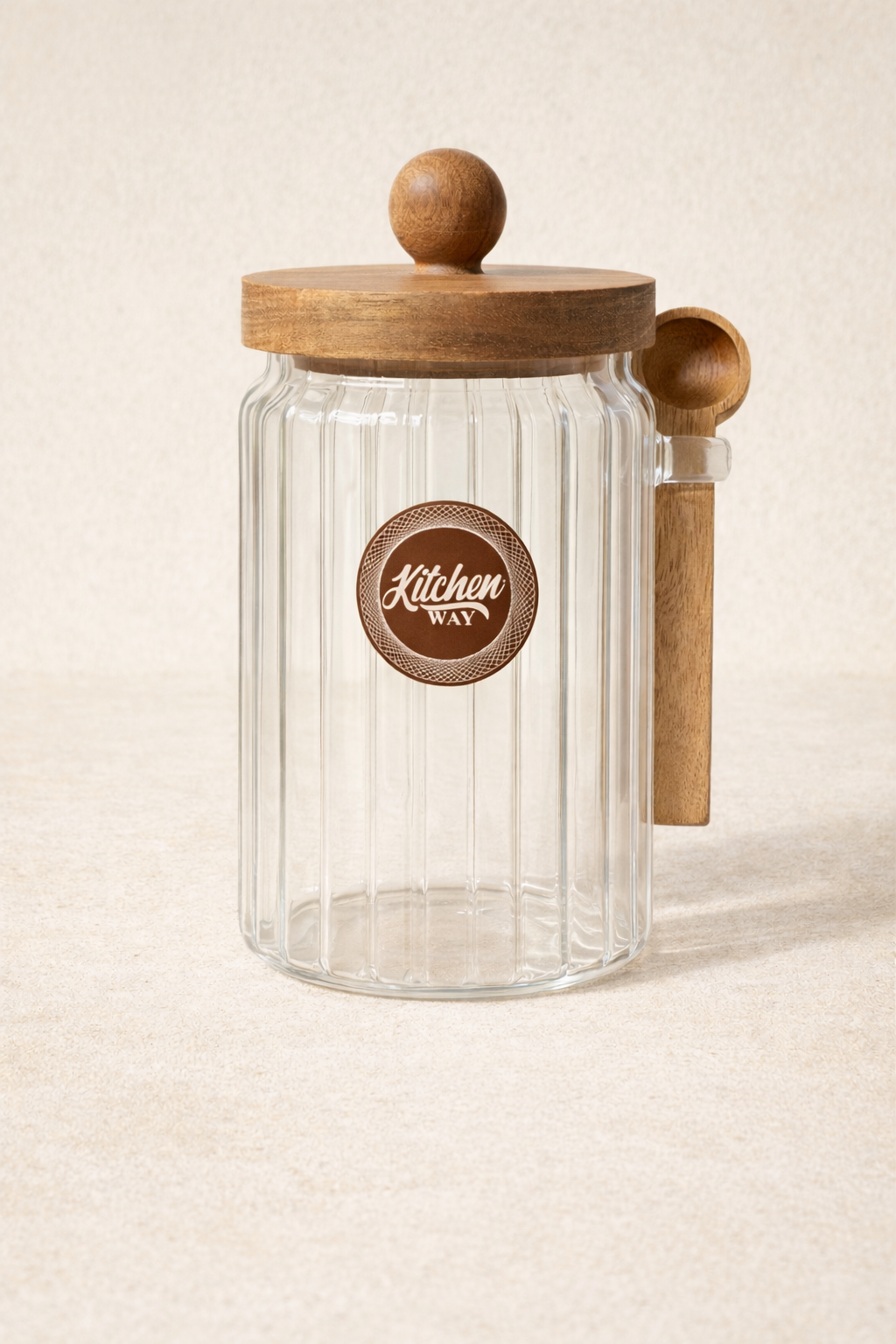 Akasya Contalı Kaşıklı Çizgili 3'lü Cam Kavanoz Doğal Ahşap Kapaklı Saklama Kavanozu Seti KW-754 (Kopya)