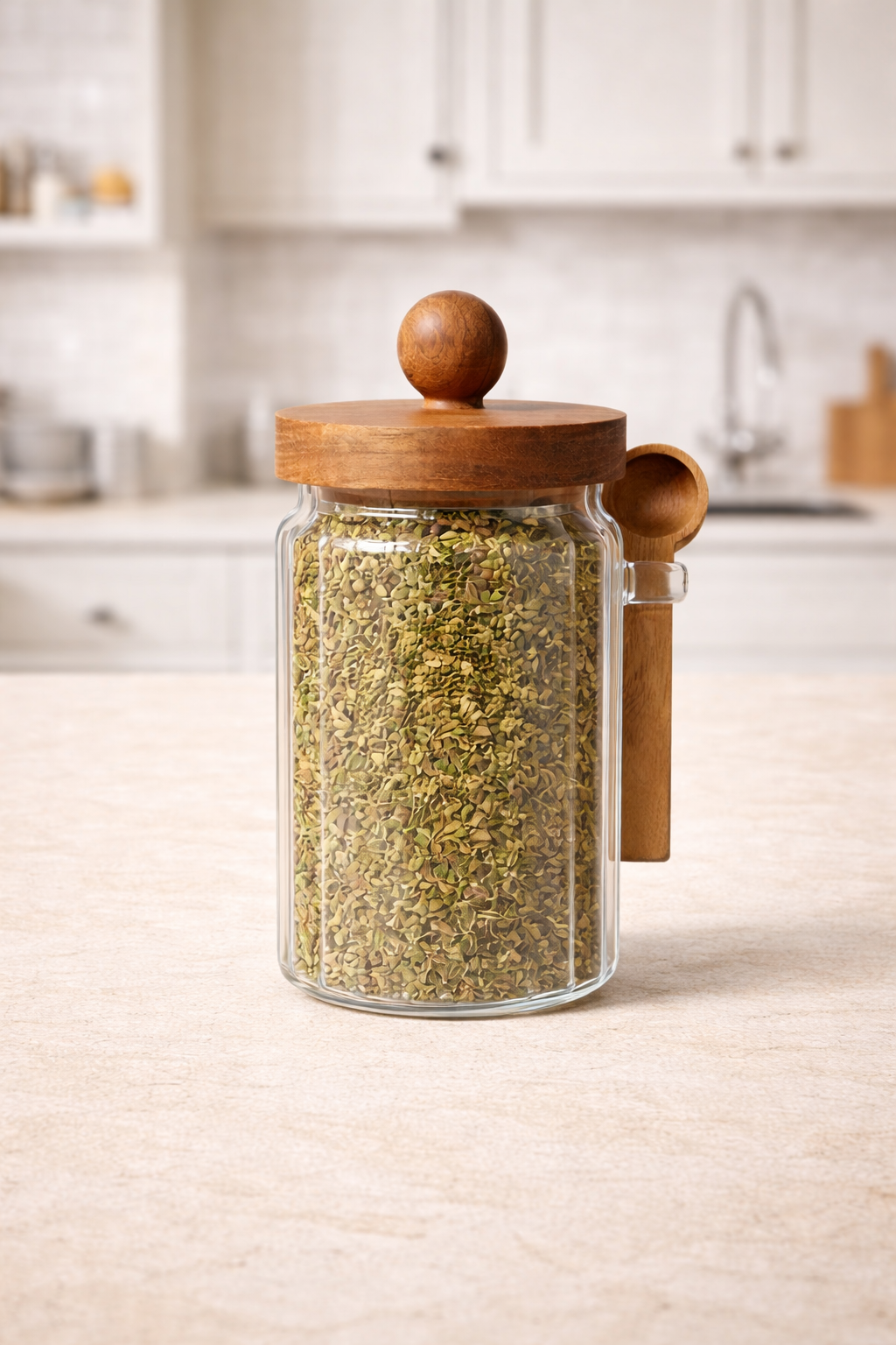 Akasya Contalı Kaşıklı Çizgili 3'lü Cam Kavanoz Doğal Ahşap Kapaklı Saklama Kavanozu Seti KW-754 (Kopya)