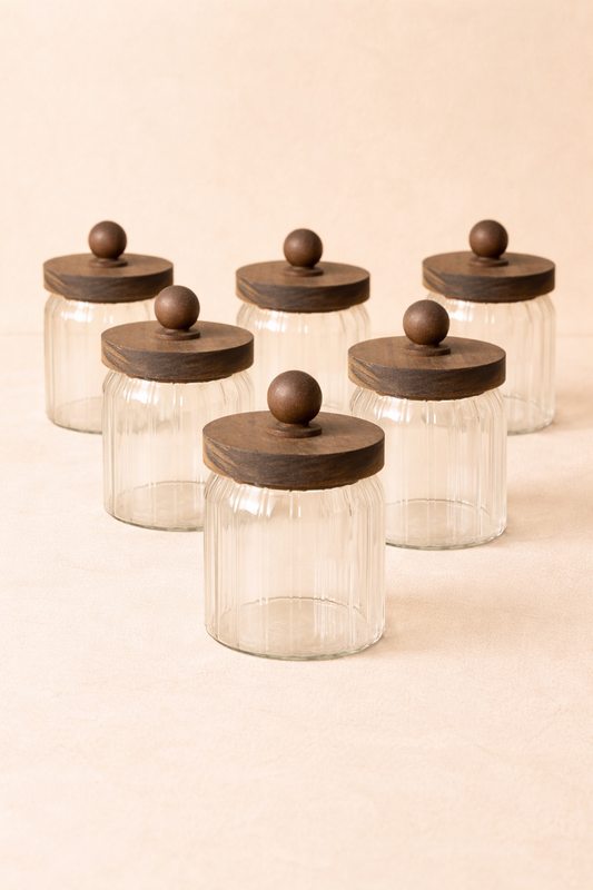 Akasya Conta Kapaklı 6'lı Borosilikat 450ml Kavanoz Seti KW-760