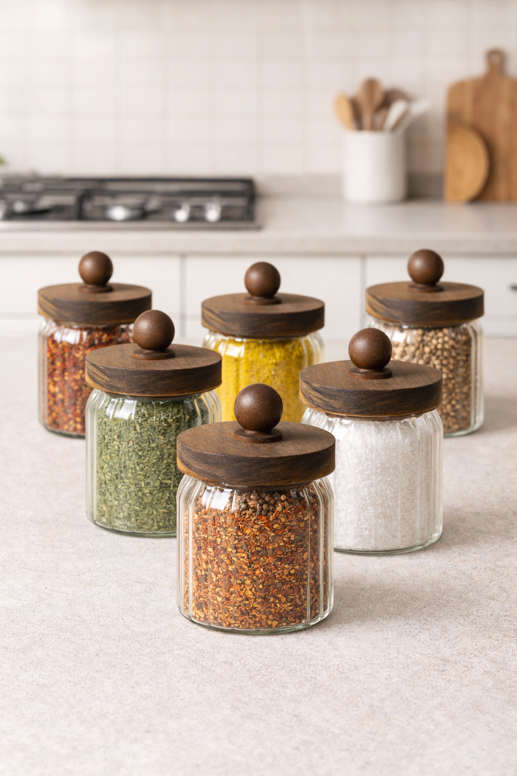 Akasya Conta Kapaklı 6'lı Borosilikat 450ml Kavanoz Seti KW-760