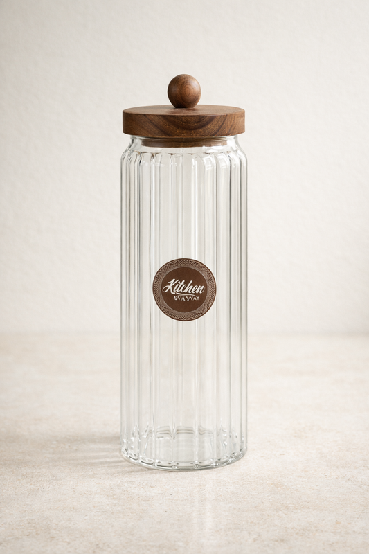 Akasya Conta Kapaklı Çizgili  Borosilikat 1500ml Kavanoz KW-764