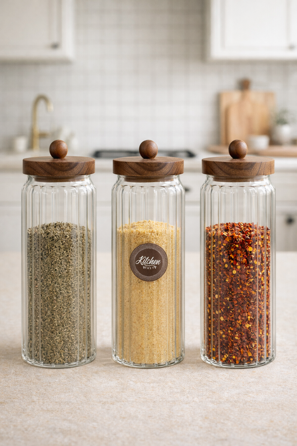 Akasya Conta Kapaklı Çizgili 3'lü Borosilikat 1500ml Kavanoz Seti KW-764