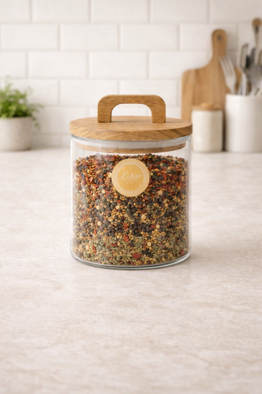 Akasya Yuvarlak Conta Kapaklı Borosilikat 600ml Kavanoz KW-770