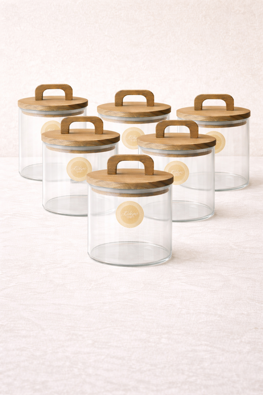 Akasya Yuvarlak Conta Kapaklı 6'lı Borosilikat 600ml Kavanoz Seti KW-770