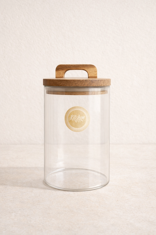 Akasya Yuvarlak Conta Kapaklı Borosilikat 1000ml Kavanoz KW-771