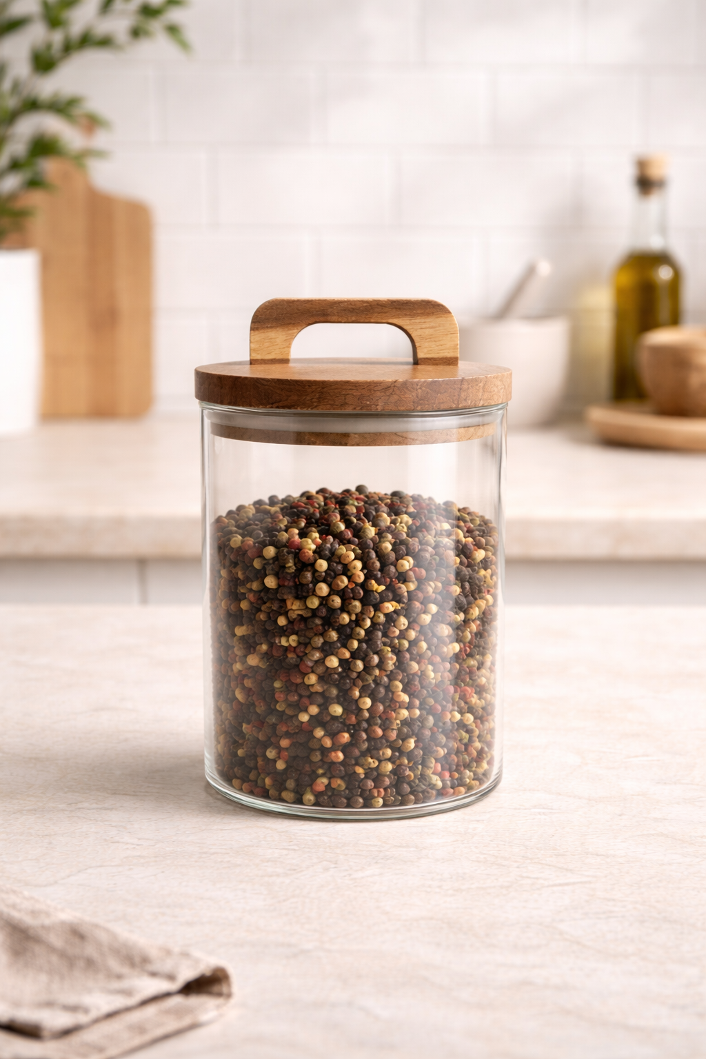 Akasya Yuvarlak Conta Kapaklı Borosilikat 1000ml Kavanoz KW-771