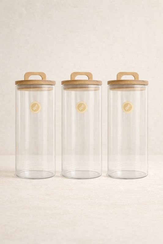 Akasya Yuvarlak Conta Kapaklı 3'lü Borosilikat 1500ml Kavanoz Seti KW-772